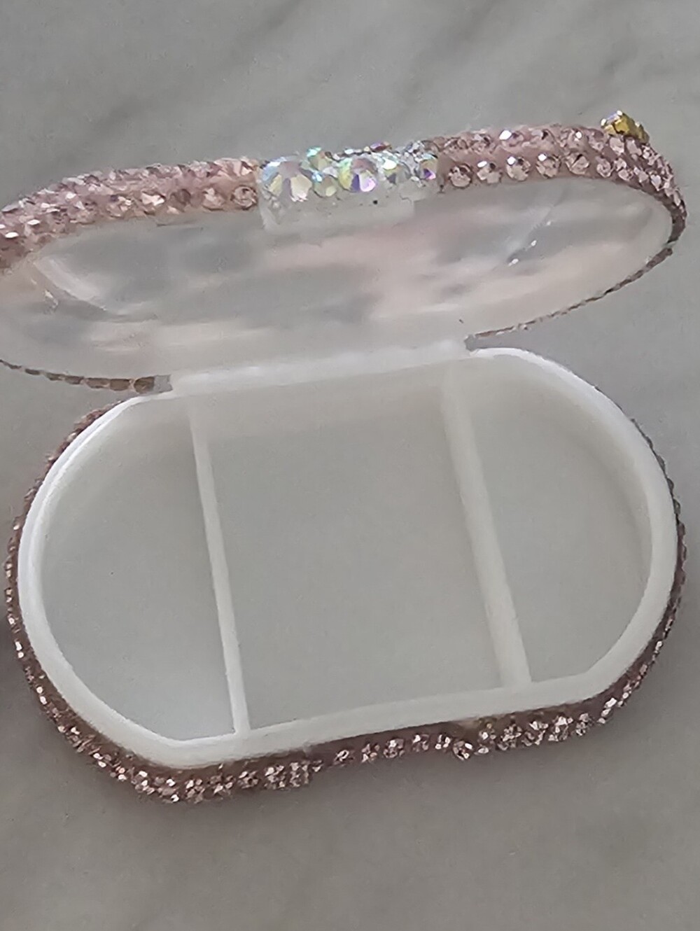 Small Rhinestone Divided Pill Box - Picture 6 of 6